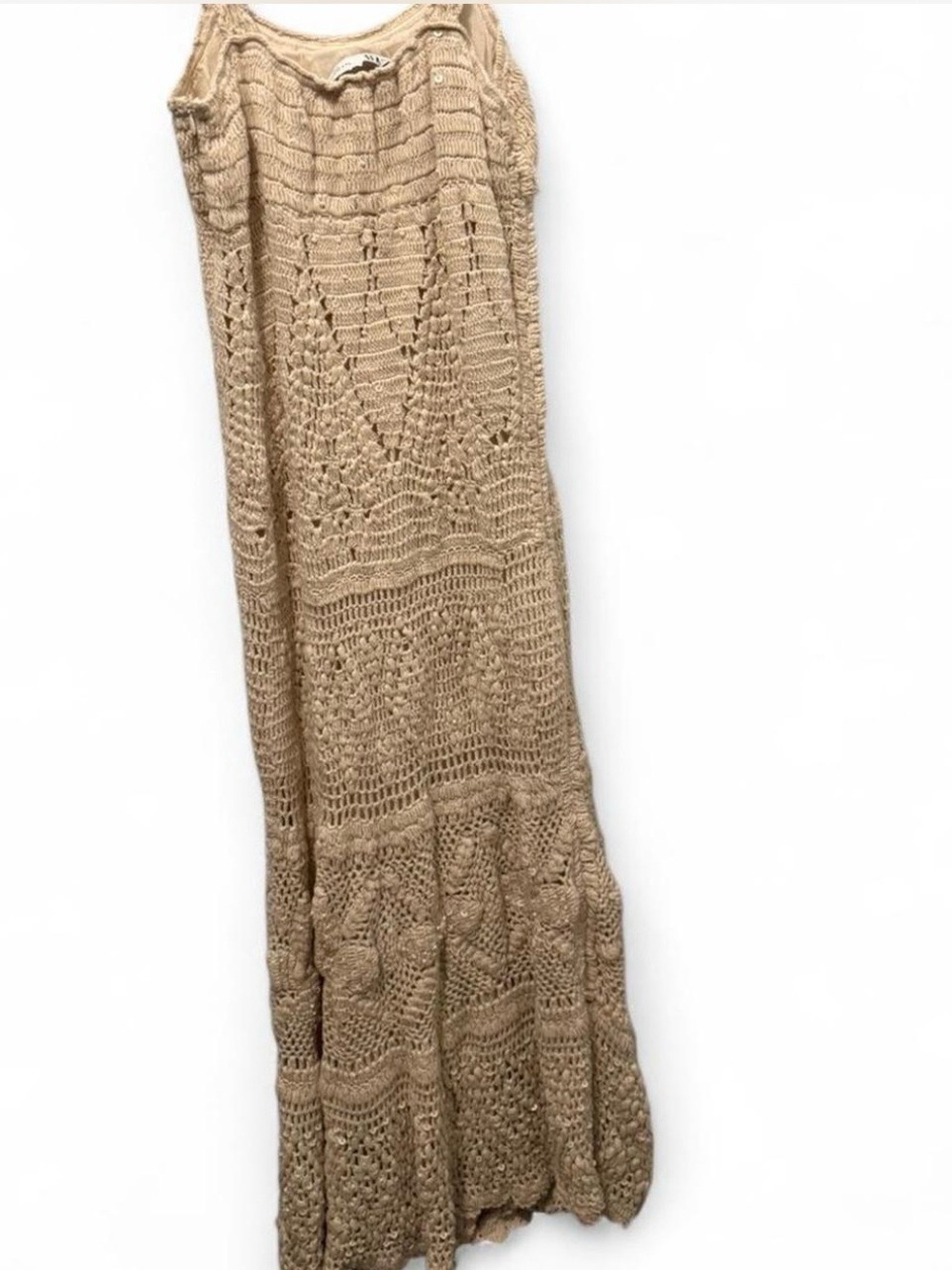 Zara Beige Crochet Maxi Dress